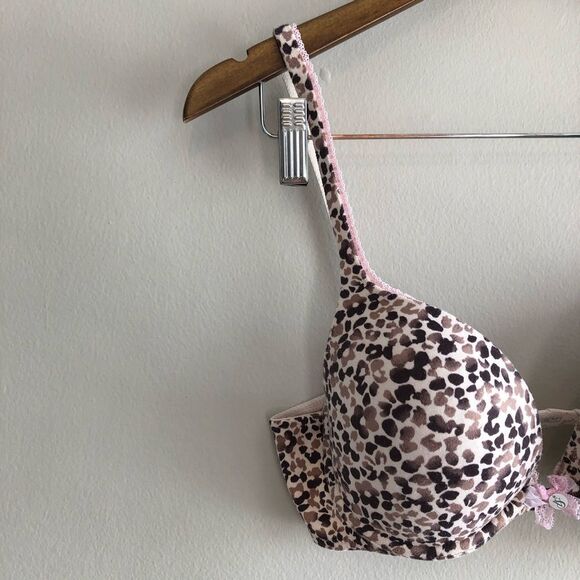🚨3/$20🚨 Victorias Secret Cheetah Under Wired Supportive Push Up Bra Top Pink 36B - Picture 3 of 14